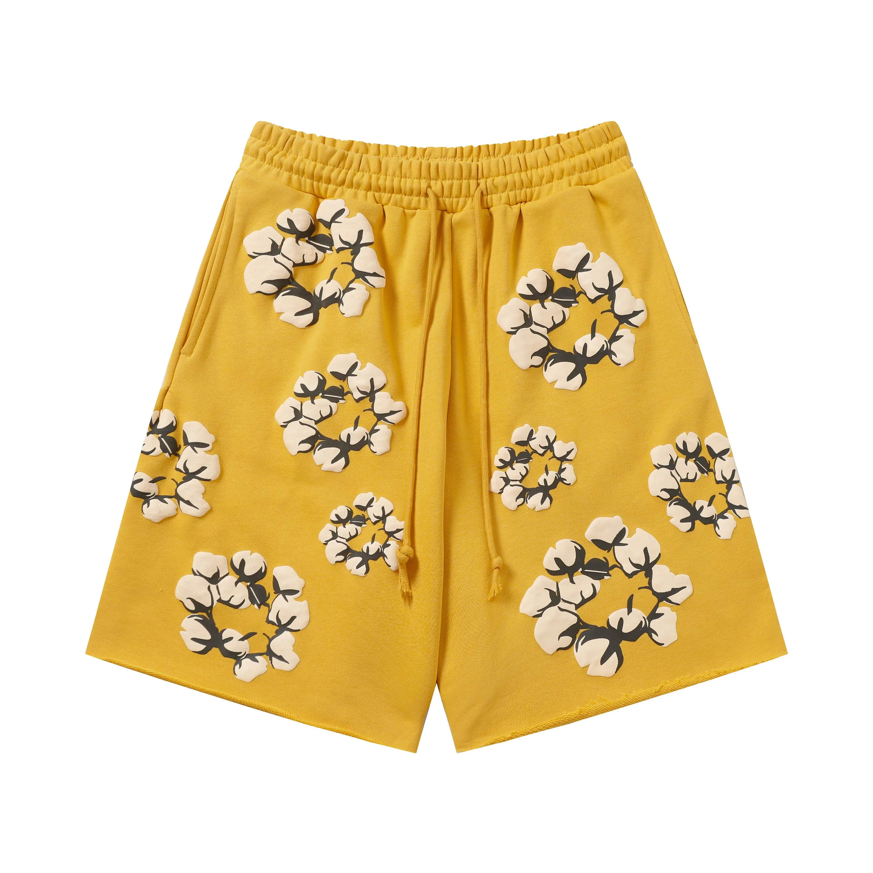 8201# 8 color set DENIM TEARS Kapok European and American trendy brand high quality foam flocking printed shorts Color Black Yellow Green Yellow Gray Royal Blue Pink Peacock Blue Size S-XL